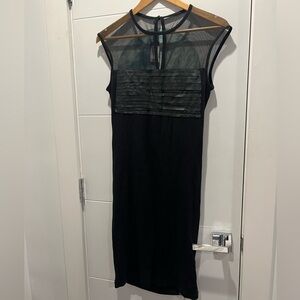 Diesel Black Sheer Panel Midi Dress